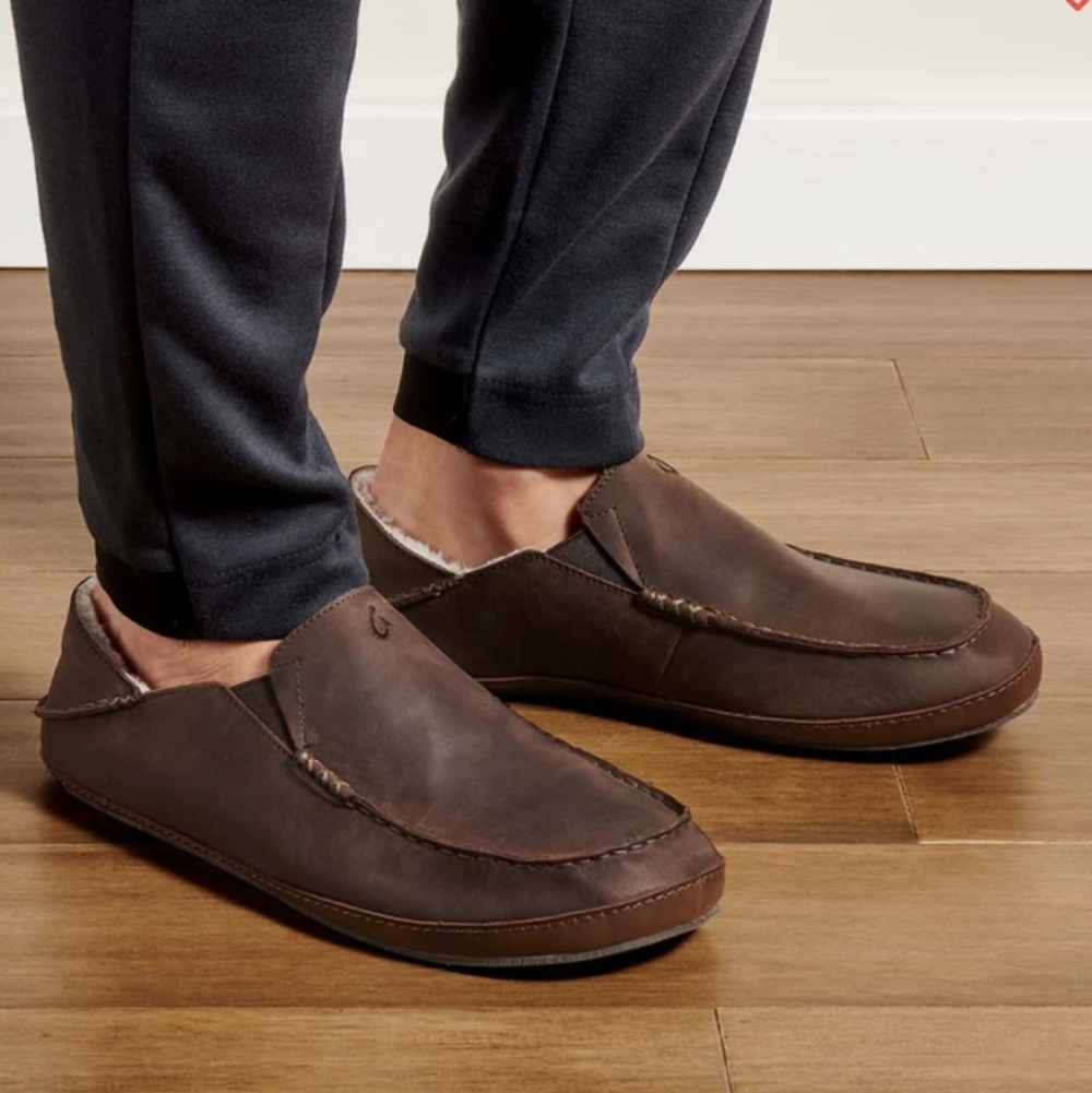Olukai Moloa Brown Leather Slipper Size 11